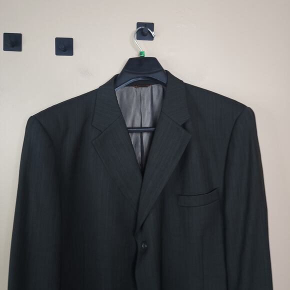 Caravelli Grey Pinstrip Three Button Wool Blend Blazer Size 48L - Picture 2 of 12